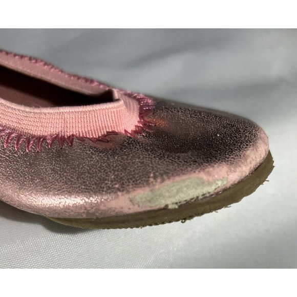 Gap Size 6 Toddler Girls Pink Shiny Ballet Flat with Back Bow - Picture 5 of 6
